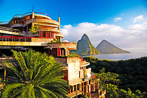 Exemplo da arquitetura deste que é um hotel singular e realmente incrível - foto Jade Mountain